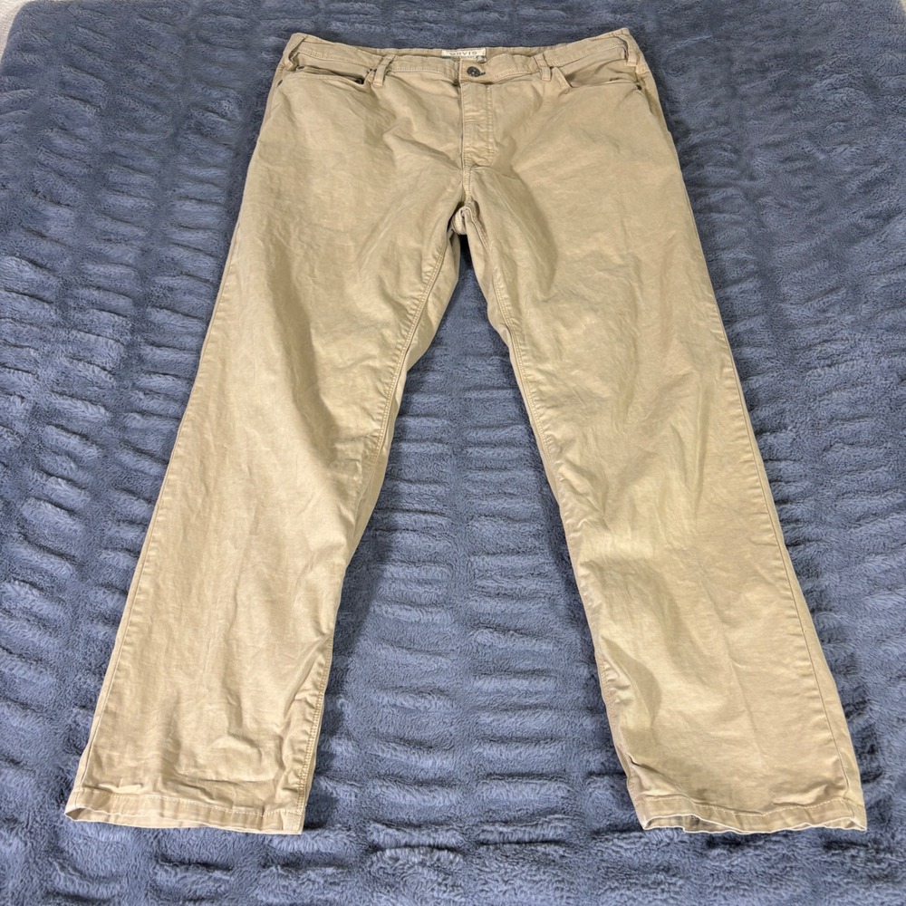 Orvis Men 40x30 Tan Khaki Five Pocket 1856 Stretch Cotton Chino Pants AR843